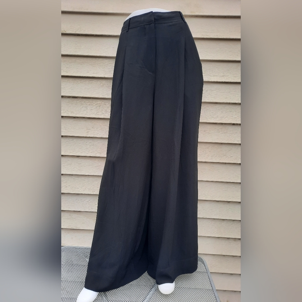 Ulla Johnson Black Pleat Wide Leg Trouser Pants  Size 10